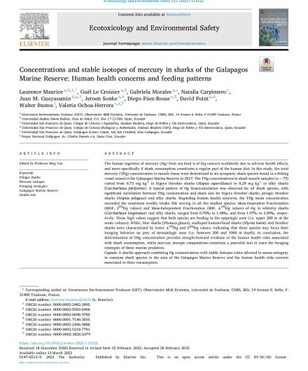 326. Concentrations and stable isotopes of mercury in sharks of the Galapagos Marine Reserve.pdf