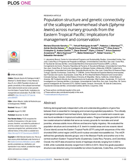 371. Population structure and genetic connectivity of the scalloped hammerhead shark (Sphyrna lewini) across nursery grounds from the Eastern Tropical Pacific.pdf
